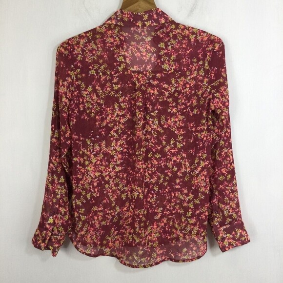 Express Womens Portofino Floral Long Sleeve Button Down Shirt Red/Multi Small - Picture 5 of 6
